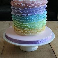 Pastel Rainbow Ruffle Cake