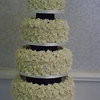 White Chocolate Roses Wedding Cake