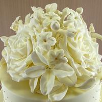 Roses and Stephanotis Vintage Wedding Cake