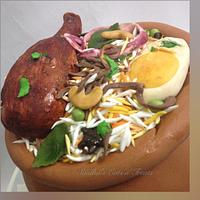Pot chicken Biryani cake 