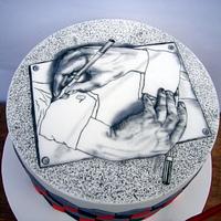 M.C. Escher 'drawing hands' cake