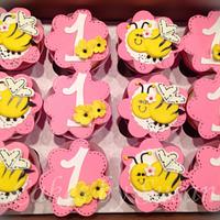 Bumblebee first birthday cupcakes