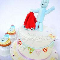 Iggle Piggle cake, cupcakes and cookies (In the Night Garden)