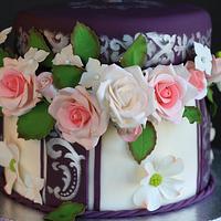 Open box cake with flowers.