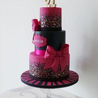 Leopard print 21st birthday cake