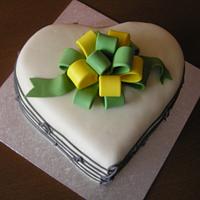 Heart with yellow-green ribbon
