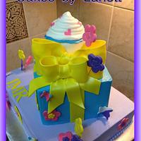 Gift Box & Cupcake Baby Shower Cake