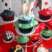Alice in Wonderland Inspired Cake and Cupcakes