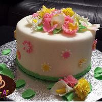 Fondant and gumpaste flower cake 