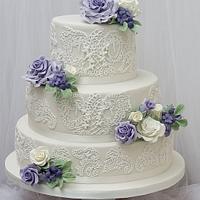 Hand Piped Lace Wedding Cake