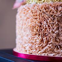 peach-marsala wedding cake