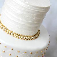 Gold and White Wedding Cake 