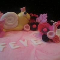 Snail & flowers bithday cake