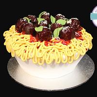 Bowl of spaghetti cake