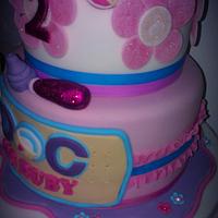 three tiered doc mcstuffin lambie girls birthday cake