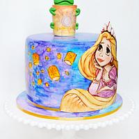 cake with Rapunzel and Pascal