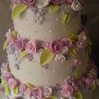 3 tier flower wedding cake