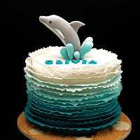 Dolphin Themed 6th birthday cake