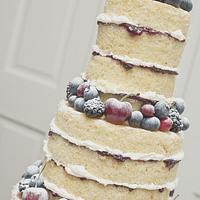 Naked Winter Berry Wedding Cake