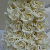 Ivory Rose cascade wedding cake.