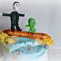 H.P. Lovecraft and Cthulhu Mashup Cake