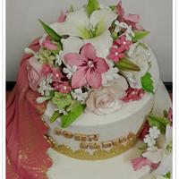 Sari Draped 60th Wedding Anniversary Cake
