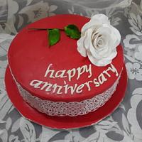 Red n white anniversary cake