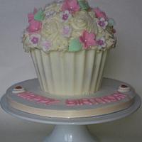 White Floral Giant Cupcake