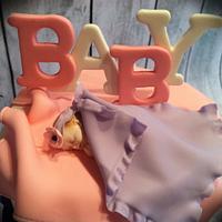 Ruffle baby shower cake