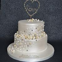Pearl Anniversary Cake with Handmade Topper