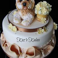 Cute 'Daisy' the Lhasa Apso Dog and Flowerpot Cake.