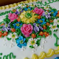 Summer buttercream flowers cake!  