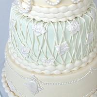 romantic pearl wedding cake 