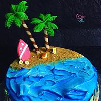 A beach themed cake.