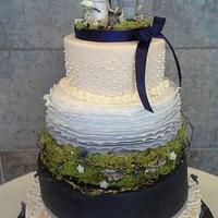 Navy And Ivory personalized Wedding Cake