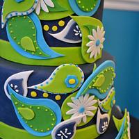 Blue and Green Paisley Cake