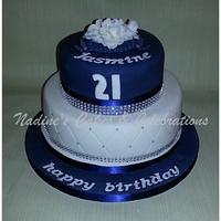 Navy & Diamonte Birthday Cake