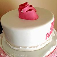 Ombre ruffled baptism cake for Andrea