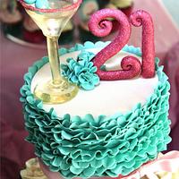 21st frilly ruffle cake & my Isomalt martini glass