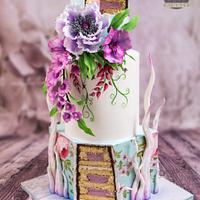 Many Flowers Wedding Cake