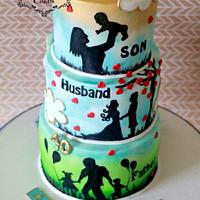 Dual Theme Birthday n Anniversary cake