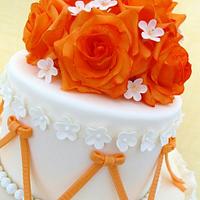 Ruffles and Roses Wedding Cake