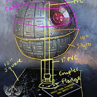 Deathstar grooms cake with LED light