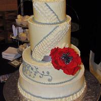 Red poppy wedding cake