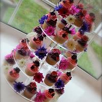 Passion Pink/Purple Flowers & Butterflies Tower