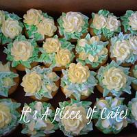 Buttercream Rose Cupcakes and Matching Sheet Cake