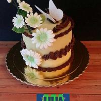 Daisy flowers and Butterfly Cake