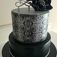 Black and silver with Black Peony