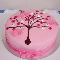 Cherry Blossom and Butterflies Cake