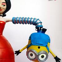 Gravity Defying Structured Cake : Upside Down Bob Minion & Scarlet Overkill!